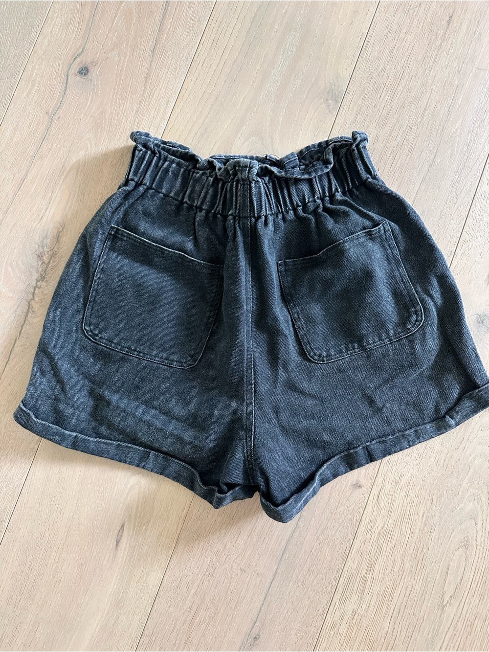 Black Denim High-waist Shorts - Picture 6 of 6